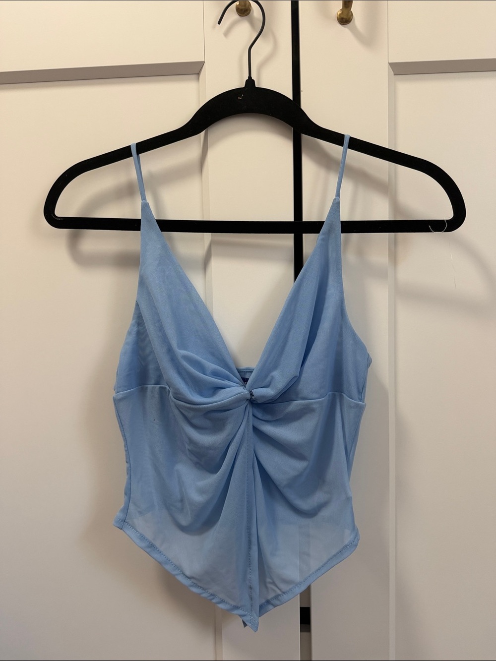 Light Blue Twist-Front Spaghetti Strap Top